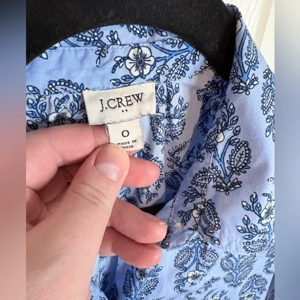 J.Crew Factory Blue Floral Button Front Shirt Dress | Size 0